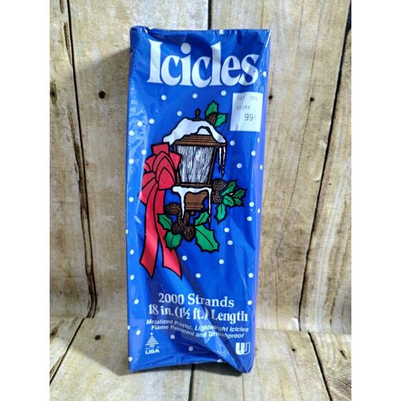 Vtg Icicles 2000 Strands 18" 1.5 Ft Metalized Plastic Tinsel Christmas Tree USA - Picture 1 of 3